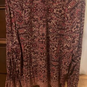 Lucky Brand Burgundy and Beige Blouse